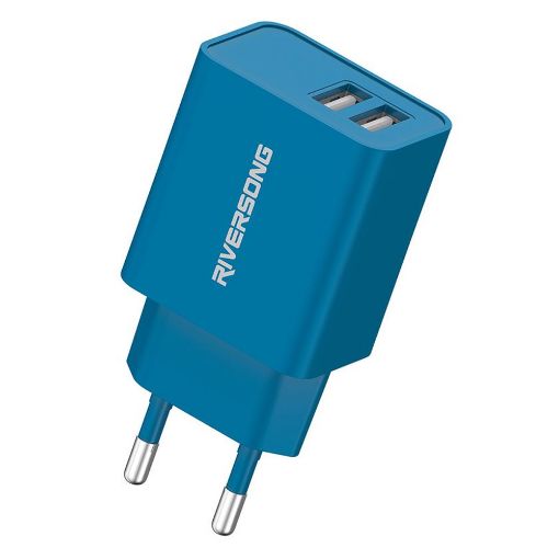 Εικόνα της Φορτιστής Riversong Travel SafeKub D2 Dual USB-A 12W Blue AD29-EUBL