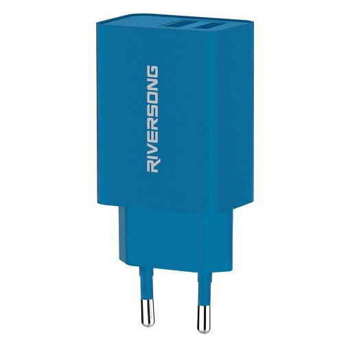Εικόνα της Φορτιστής Riversong Travel SafeKub D2 Dual USB-A 12W Blue AD29-EUBL