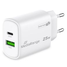 Εικόνα της Φορτιστής MediaRange 25W GaN USB-C & USB-A White MRMA112-2