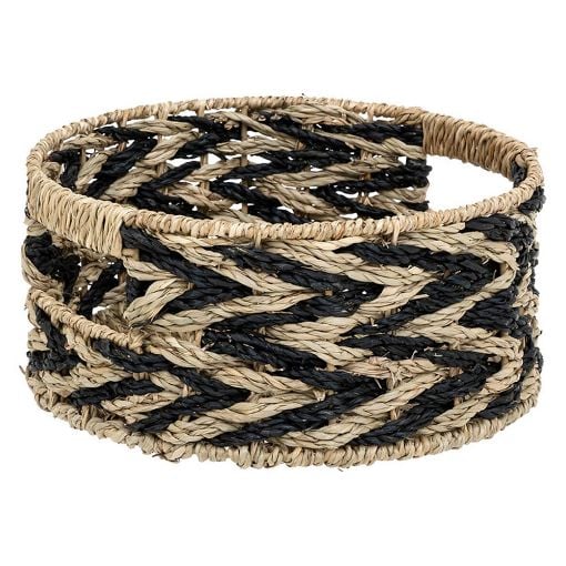 Εικόνα της Σετ Διακοσμητικά Καλάθια Atmosphera Boho Ψάθινα 3τμχ Καφέ/Μαύρο 202751