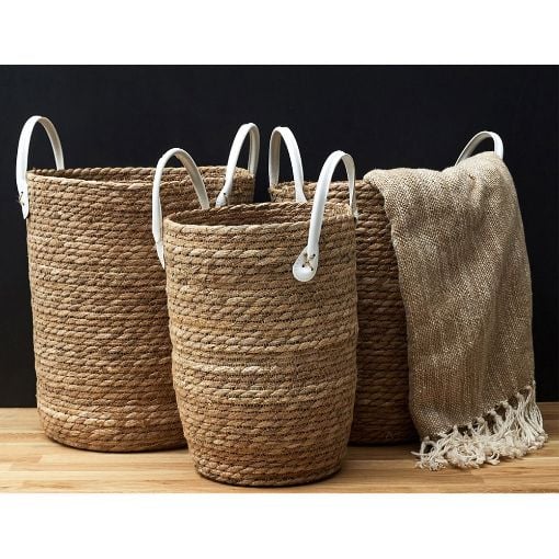 Εικόνα της Σετ Διακοσμητικά Καλάθια Home Deco Factory με Χερούλια 3τμχ Καφέ RG9268