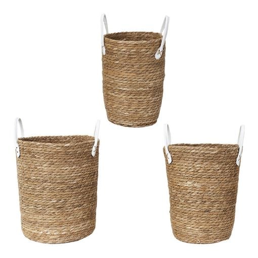 Εικόνα της Σετ Διακοσμητικά Καλάθια Home Deco Factory με Χερούλια 3τμχ Καφέ RG9268