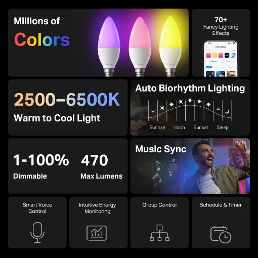 Εικόνα της Smart Wi-Fi Light Bulb TP-Link Tapo L430C E14 4.8W Dimable Multicolor