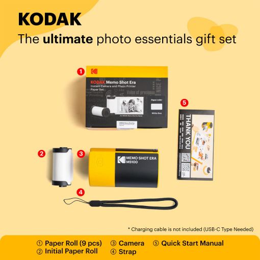 Εικόνα της Kodak Memo Shot Era Instant Camera & Photo Label Printer Yellow KOCAMMS100Y