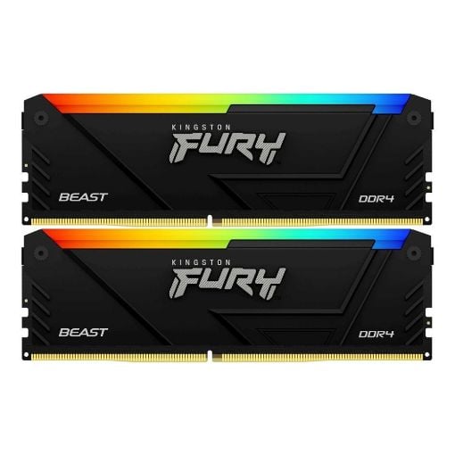 Εικόνα της Ram Kingston Fury Beast 16GB (2 x 8GB) DDR4-3200MHz CL16 RGB Black KF432C16BB2AK2/16