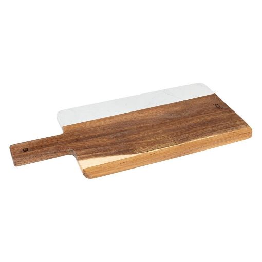 Εικόνα της Επιφάνεια Κοπής 5Five με Λαβή 42x20x1,2cm Ξύλινη Καφέ/Λευκό 204643