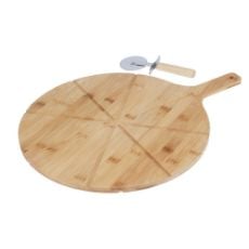 Εικόνα της Σετ Πλατώ Σερβιρίσματος Πίτσας Excellent Houseware Bamboo με Λαβή 68x12,5x30cm Καφέ A53540020