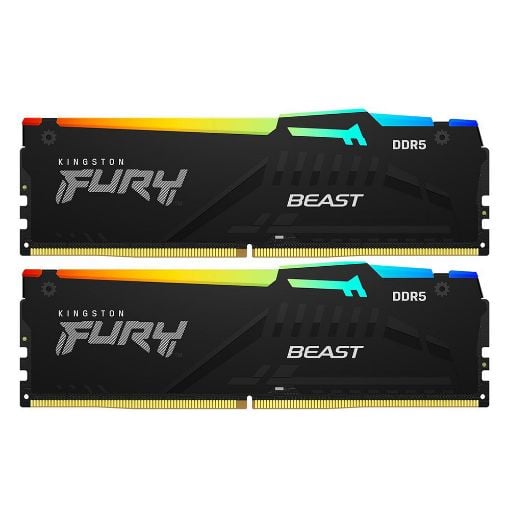 Εικόνα της Ram Kingston Fury Beast 64GB (2 x 32GB) DDR5-6000MHz CL30 RGB Black KF560C30BBEAK2-64