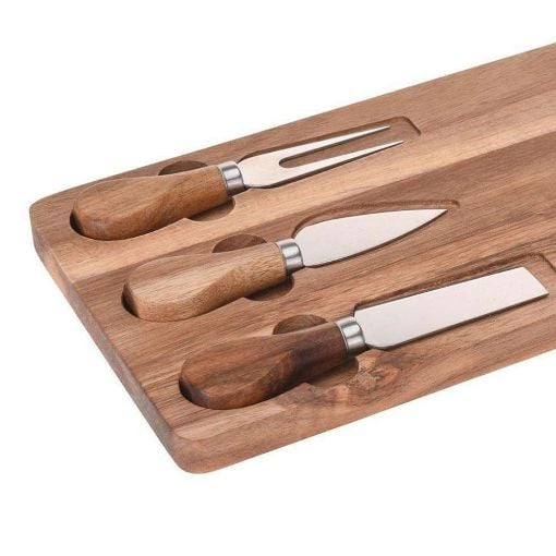 Εικόνα της Πλατώ Σερβιρίσματος Τυριών Excellent Houseware Ξύλο Bamboo με Λαβή 42x15,5x1,5cm Καφέ 101001700