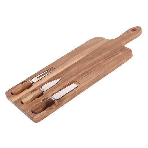 Εικόνα της Πλατώ Σερβιρίσματος Τυριών Excellent Houseware Ξύλο Bamboo με Λαβή 42x15,5x1,5cm Καφέ 101001700
