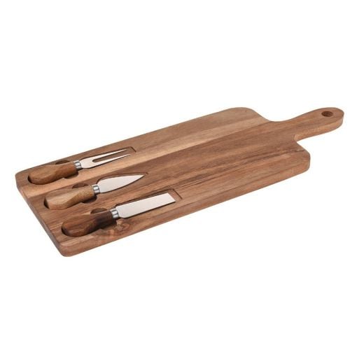 Εικόνα της Πλατώ Σερβιρίσματος Τυριών Excellent Houseware Ξύλο Bamboo με Λαβή 42x15,5x1,5cm Καφέ 101001700