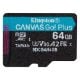 Εικόνα της Κάρτα Μνήμης MicroSDXC Kingston Canvas Go! Plus 64GB Class 10 + SD Adapter SDCG4/64GB