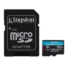 Εικόνα της Κάρτα Μνήμης MicroSDXC Kingston Canvas Go! Plus 64GB Class 10 + SD Adapter SDCG4/64GB