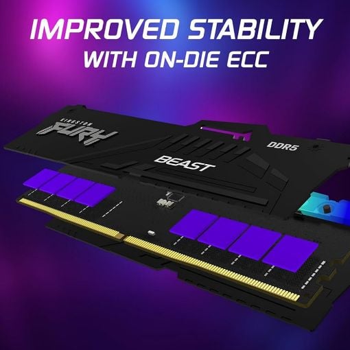 Εικόνα της Ram Kingston Fury Beast 32GB (1 x 32GB) DDR5-6000MHz CL30 RGB Black KF560C30BBEA-32