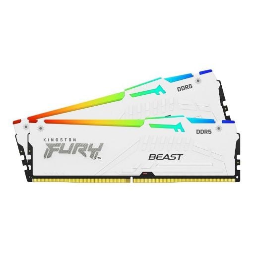 Εικόνα της Ram Kingston Fury Beast 32GB (2 x 16GB) DDR5-5600MHz CL36 RGB White KF556C36BWEAK2-32