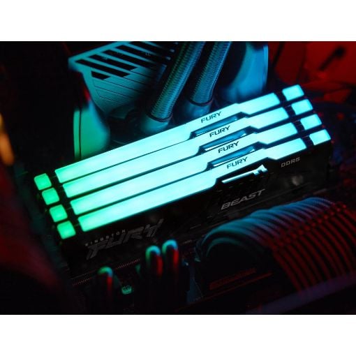 Εικόνα της Ram Kingston Fury Beast 64GB (2 x 32GB) DDR5-5200MHz CL40 RGB Black KF552C40BBAK2-64