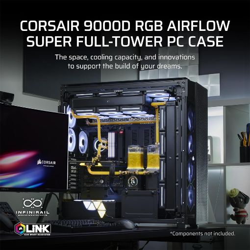 Εικόνα της Corsair 9000D RGB iCUE Airlfow Super-Tower Tempered Glass Black CC-9011273-WW