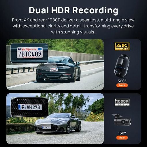 Εικόνα της Σετ Κάμερα DVR Αυτοκινήτου 70mai 4K Omni 360° & Camera RC14 Black X800-2