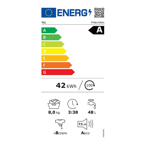 Εικόνα της Πλυντήριο Ρούχων TCL FF0814WA1GR 8Kg 1400 Στροφών White