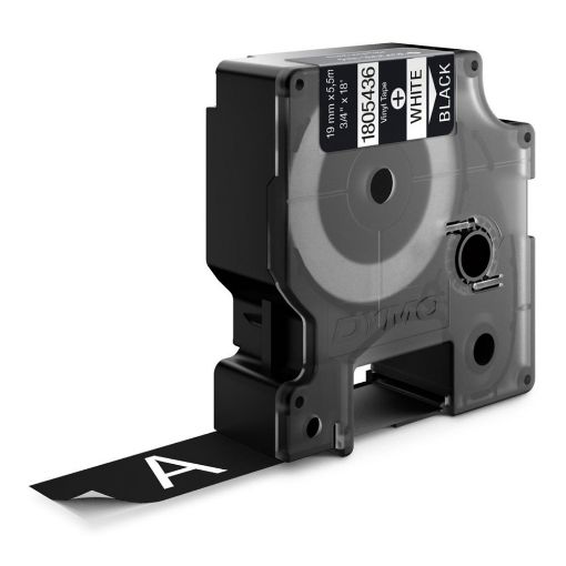 Εικόνα της Ταινία Ετικετογράφου Dymo Rhino Vinyl White On Black 19mm x 5.5m 1805436