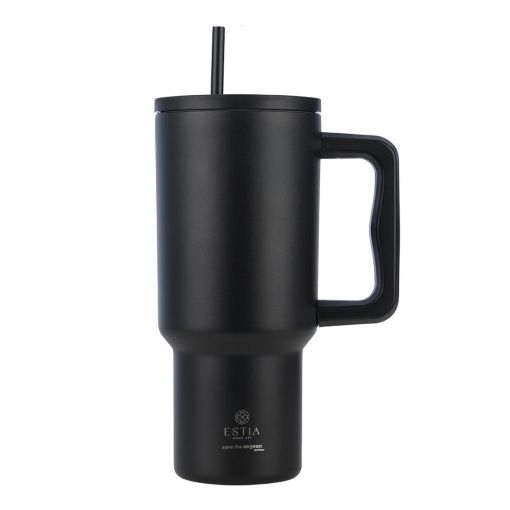 Εικόνα της Θερμός Estia Straw Tumbler XL Save The Aegean 900ml Midnight Black 01-32111