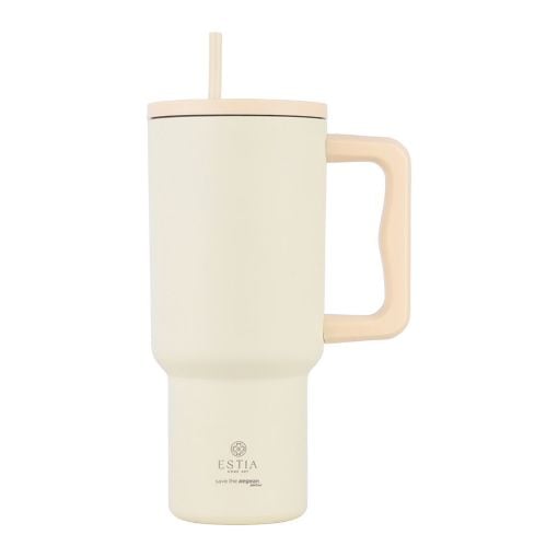 Εικόνα της Θερμός Estia Straw Tumbler XL Save The Aegean 900ml Lily White 01-32128