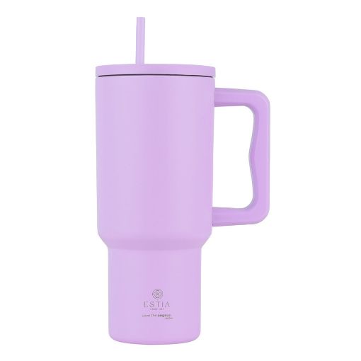 Εικόνα της Θερμός Estia Straw Tumbler XL Save The Aegean 900ml Lavender Purple 01-32159
