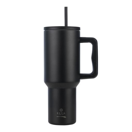 Εικόνα της Θερμός Estia Straw Tumbler XL Save The Aegean 1200ml Midnight Black 01-32180
