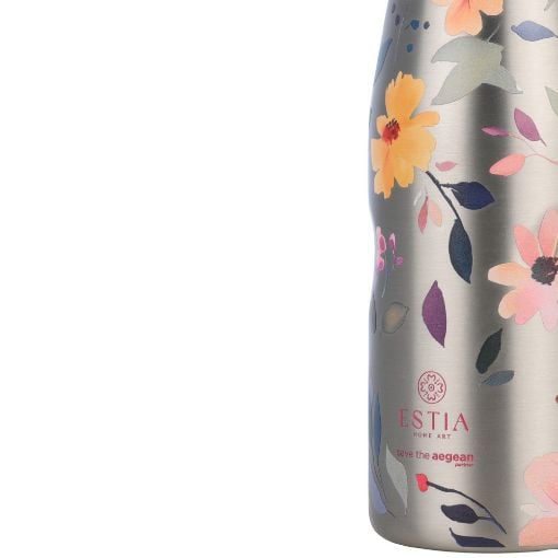 Εικόνα της Μπουκάλι Θερμός Estia Travel Flask Save The Aegean 500ml Silver Botanic 01-31633