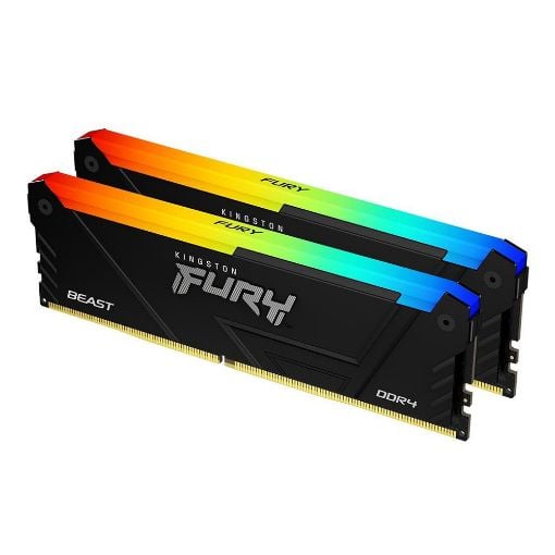 Εικόνα της Ram Kingston Fury Beast 16GB (2 x 8GB) DDR4-3600MHz CL17 RGB Black KF436C17BB2AK2/16