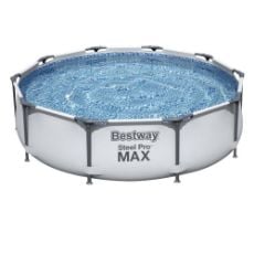 Εικόνα της Πισίνα Bestway Steel Pro Max Πλαστική με Μεταλλικό Σκελετό Στρογγυλή 305 x 76 cm Light Grey 56408