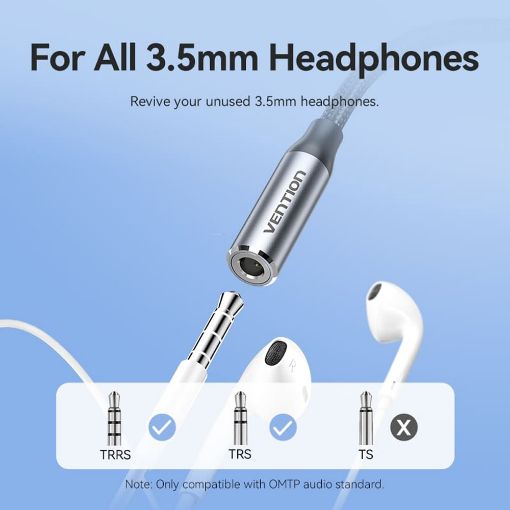 Εικόνα της Adapter Vention Lightning Male to 3.5mm Female 0.1m Silver BMBHA