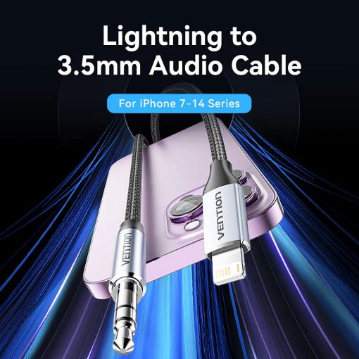 Εικόνα της Καλώδιο Vention Lightning Male to 3.5mm Male 1m Silver BMCHF
