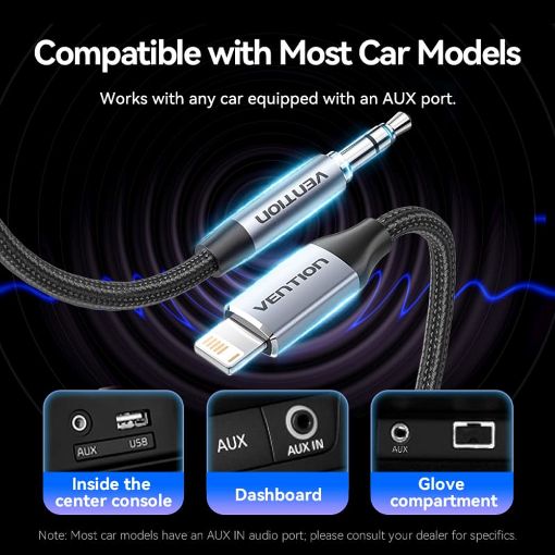 Εικόνα της Καλώδιο Vention Lightning Male to 3.5mm Male Cable 1.5m Silver BMCHG