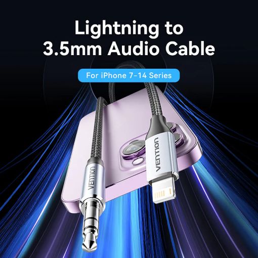 Εικόνα της Καλώδιο Vention Lightning Male to 3.5mm Male Cable 1.5m Silver BMCHG