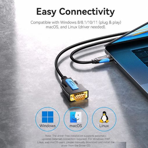 Εικόνα της Καλώδιο Vention Serial Adapter USB-A Male to RS232 (DB9) Male 1m Black VAS-C02-B100