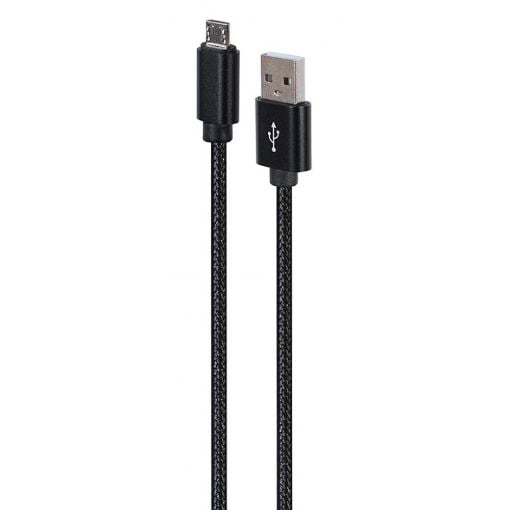 Εικόνα της Καλώδιο Cablexpert USB-A Male to Micro USB Male Cotton Braided 1.8m Black CCDB-MUSB2B-AMBM-6