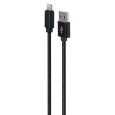 Εικόνα της Καλώδιο Cablexpert USB-A Male to Lightning Male Cotton Braided 1.8m Black CCDB-MUSB2B-AMLM-6
