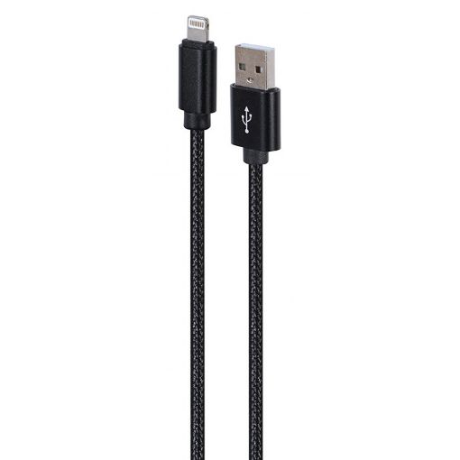 Εικόνα της Καλώδιο Cablexpert USB-A Male to Lightning Male Cotton Braided 1.8m Black CCDB-MUSB2B-AMLM-6