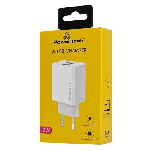 Εικόνα της Φορτιστής Powertech 2x USB-A 12W White PT-1321