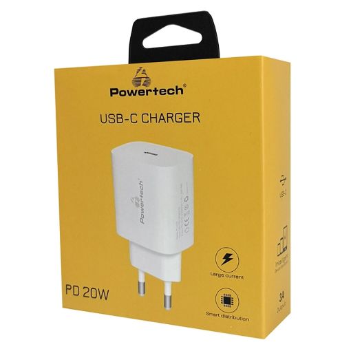Εικόνα της Φορτιστής Powertech USB-C PD 20W White PT-1091