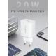 Εικόνα της Φορτιστής Powertech USB-C PD 20W White PT-1091