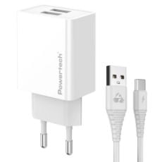 Εικόνα της Φορτιστής Powertech 2x USB-A με Kαλώδιο 12W White PT-1324