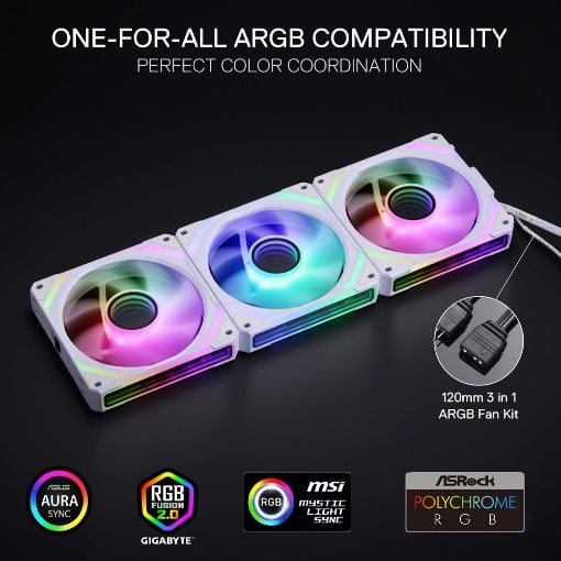 Εικόνα της Case Fan Redragon GC-F012W 120mm ARGB PWM (3-Pack) White