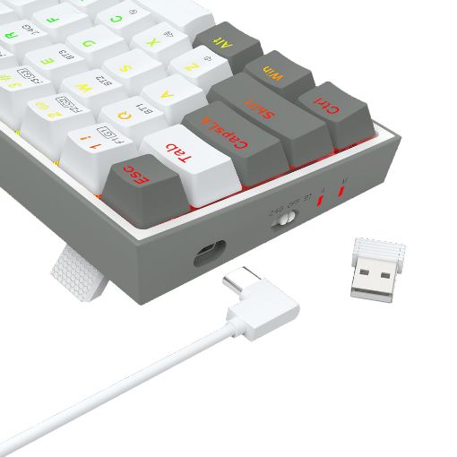 Εικόνα της Πληκτρολόγιο Redragon Castor Pro K631 65% Wireless RGB Red Switches White/Grey