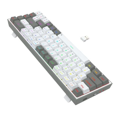 Εικόνα της Πληκτρολόγιο Redragon Castor Pro K631 65% Wireless RGB Red Switches White/Grey