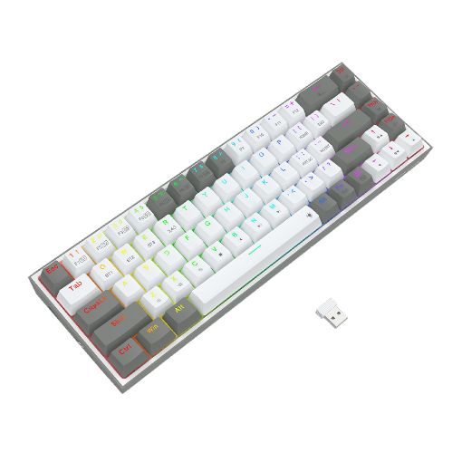 Εικόνα της Πληκτρολόγιο Redragon Castor Pro K631 65% Wireless RGB Red Switches White/Grey