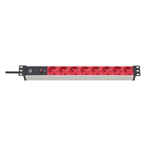 Εικόνα της Πολύπριζο Brennenstuhl Alu-Line 8 Θέσεων για Rack 19" 1U με Βύσμα IEC 2m Red/Silver 1390007118