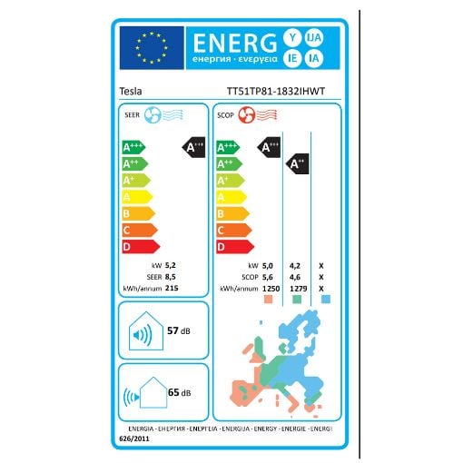Εικόνα της Κλιματιστικό Inverter Tesla Advance TT51TP81-1832IHWT WiFi 18000 BTU A+++/A+++ White