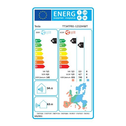 Εικόνα της Κλιματιστικό Inverter Tesla Advance TT34TP81-1232IHWT WiFi 12000 BTU A+++/A+++ White
